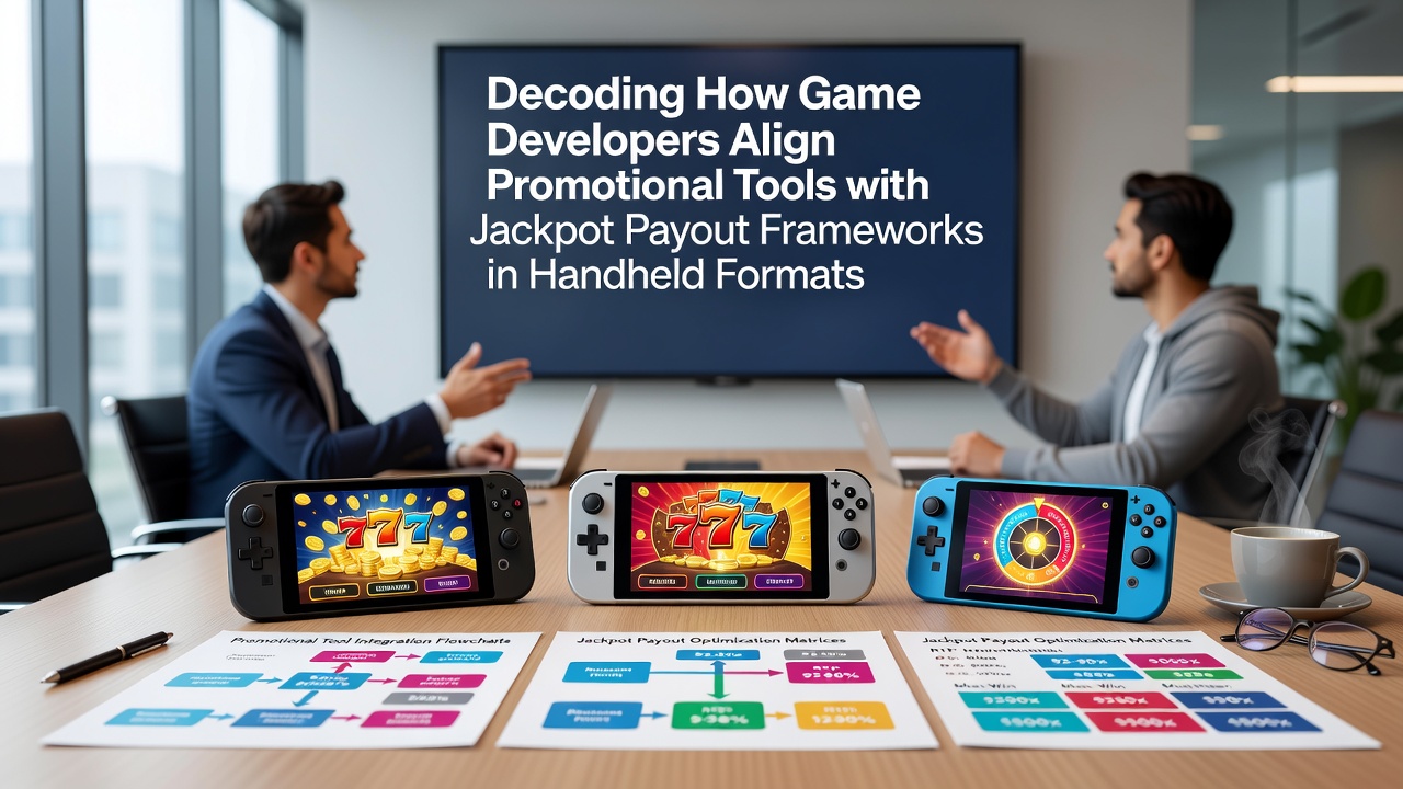 Mobile game developers reviewing jackpot alignment tools on handheld devices