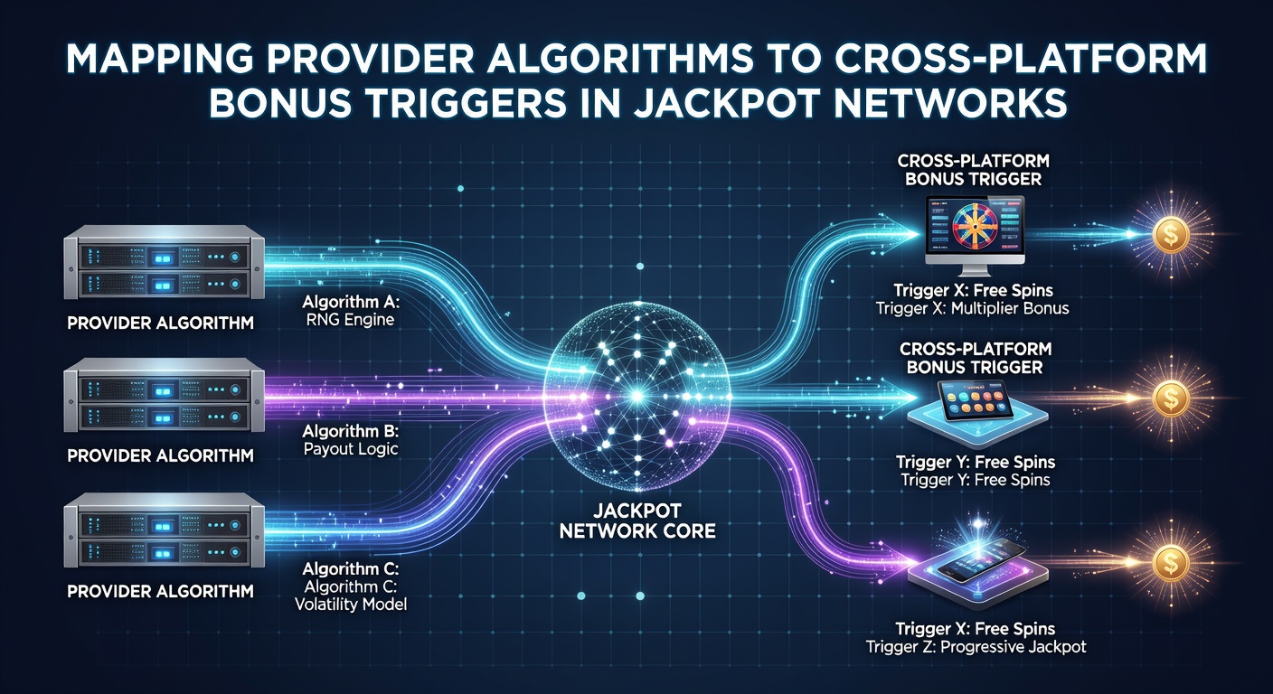 Diagram showing interconnected jackpot network algorithms across multiple gaming platforms